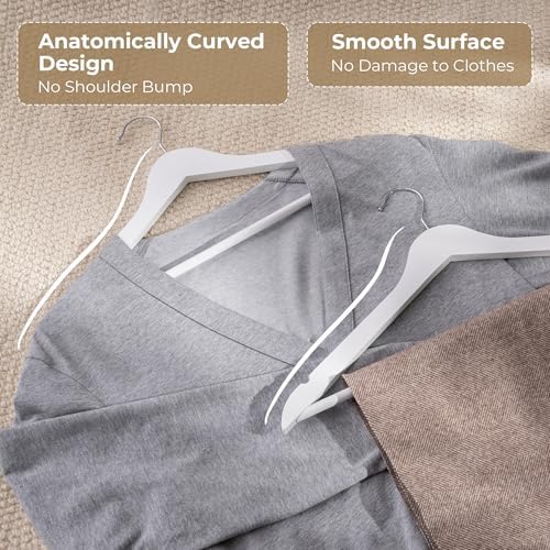 GRANNY SAYS Clothes Hangers for Closet, 30 Pack Wood Hanger, Heavy Duty Wooden Hangers for Coats, Suits, Pants, White