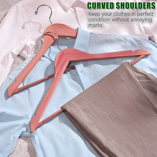 Amber Home 60 Pack Cedar Coat Hangers, Wooden Suit Hangers