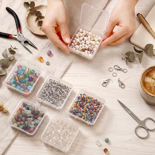 SATINIOR 300 Packs Clear Small Plastic Containers 2.9 X 2.9 X 1 Inches Transparent Storage Box with Hinged Lid in Bulk f