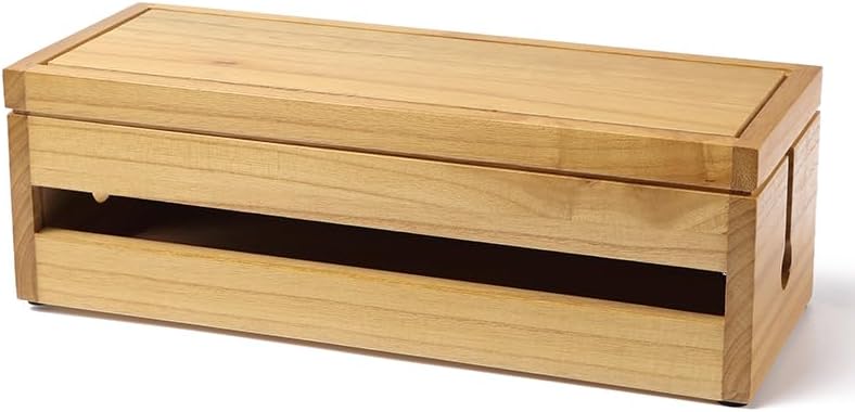 Changsuo Cable Management Box Wooden Cord Organizer Box for Extension Cord Power Stripe Surge Protector Wire Management 