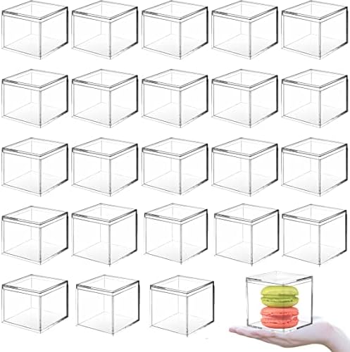 Acrylic Box Clear Square Cube with Lids Mini Jewelry Storage Container Graduation Party Favor Box