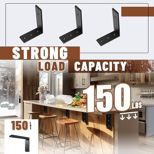 ECOTRIC 3Pcs Countertop Support Brackets 8"x6"x2.5" L Shape Shelf Bracket
