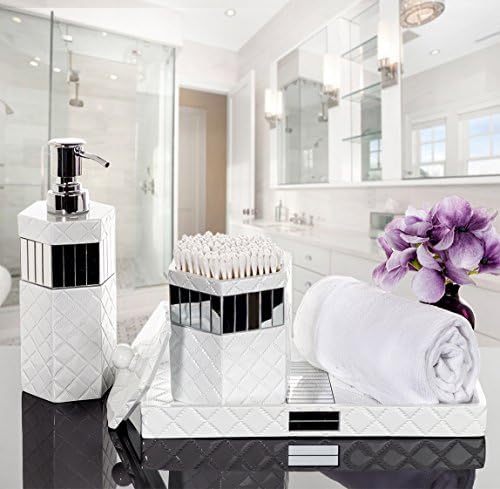 Creative Scents Quilted Mirror White Hand Soap Dispenser for Bathroom
