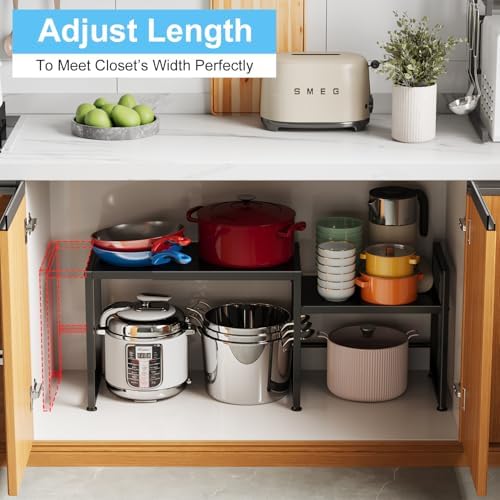 44.3 Inches Expandable Metal Storage Shelves,150LBS Heavy Duty Shelving Units and Storage For Appliance,Adjustable Utili