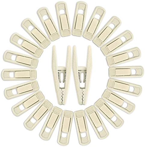 Tinfol Velvet Hanger Clips, 24 Pack Beige Pants Velvet Clips, Premium Large Opening Clothes Pin, Strong Finger Flocked Clip Perfect for Use with Slim-line Clothes Hangers