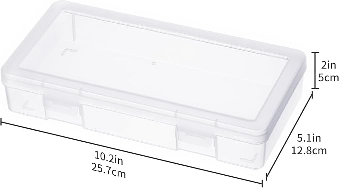 novelinks Clear Pencil Box and Small Plastic Storage Containers with Lids | 9 Pack, Medium Clear, Plastic Pencil Boxes, Board Game Storage Containers, Task Boxes for Special Education, Mini Organizer