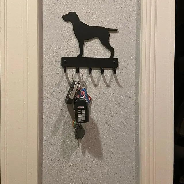 GSP German Shorthaired Pointer Key Holder for Wall - Small 6 inch Wide with 5 Hooks - Made in USA