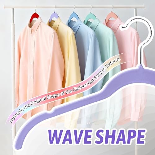 Sishynio Velvet Hangers 30 Pack, Non-Slip Slim Felt Hangers Colorful