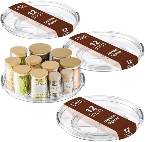 LAMU 12 in Lazy Susan Turntable, 4 Pack Clear Spice Rack, Organizer Storage