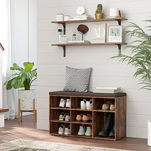 DINZI LVJ Long Wall Shelves, 39.4Inch Wooden Wall Mounted Shelves, Set of 4