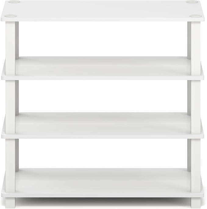 Furinno Turn-S-Tube Shoe Rack, 4-Tier Shoe Organizer, Shoe Storage, 11.6 x 23.6 x 22.3, for Closet Entryway, Office, Garage, White