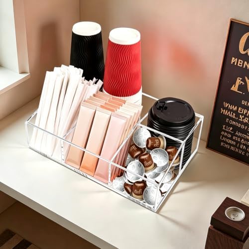 Coffee Bar Accessories, Acrylic Coffee Station Organizer Storage Box