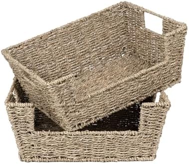 StorageWorks Pantry Baskets for Organizing, Storage Baskets, Seagrass