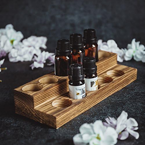 MyGift 8.5 Inch Burnt Wood Essential Oil Holder, 2 Tier Rack, Holds 11