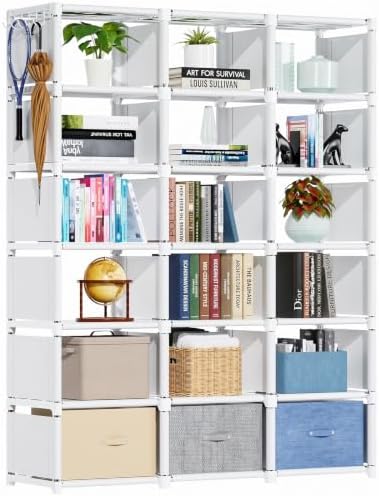 Mavivegue Book Shelf, 18 Cube Storage Organizer, DIY Bookcase White