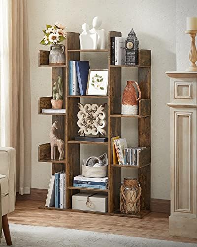 VASAGLE Bookshelf with 13 Storage Shelves, 9.8 x 33.9 x 55.1 Inches