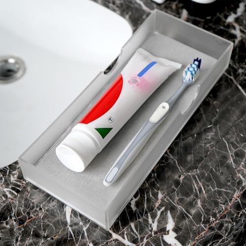 Electric Toothbrush Holder with Diatomite Drying Stone, Bathroom Drawer Organizer with Drainage Hole for Toothbrush Tray