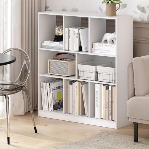 Furinno DALY Book Shelf, 8-Cube Bookshelf, Horizontal Cube Storage Organizer Bookcase, 10.9 x 35.4 x 39.4, for Living Ro