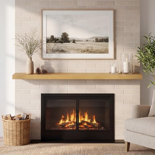 Fun Memories 60 Inch Fireplace Mantel Set of 2, Long Floating Shelf for Bedroom|Living Room, Wall Mounted Farmhouse Disp