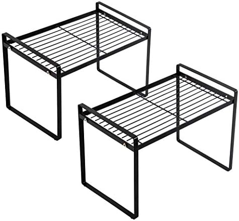 Shantton 2pk Kitchen Cabinet Shelf Counter Organizer Rack Pantry Storage Bathroom Bedroom Office Table Desk Space Saving