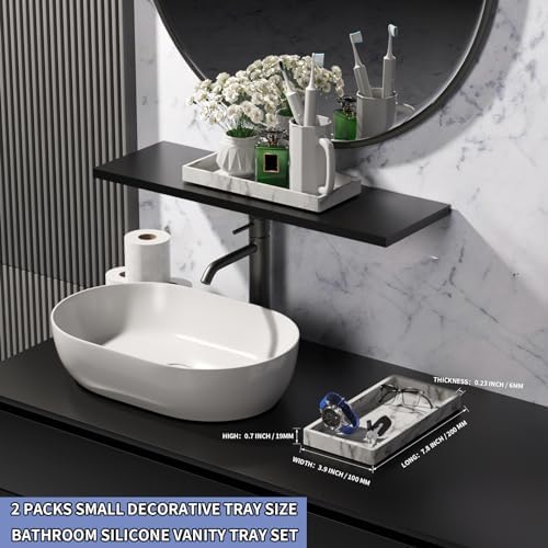 BBK 2PC Countertop Vanity Tray Small 7.8" Bathroom Tray Silicone