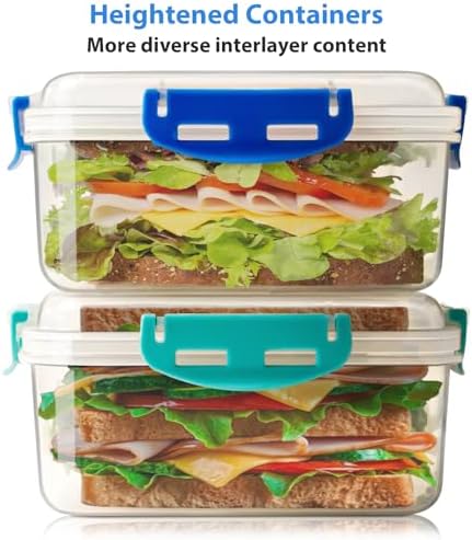 4 PCS Sandwich Containers 100% Airtight BPA-Free Microwave Dishwasher Safe