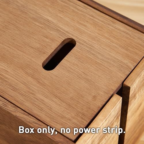 LiTY Acacia Wood Cable Management Box, Wooden Cord Hider & Organizer for Power Strip, Electrical Hiding, TV Wires, Desk 