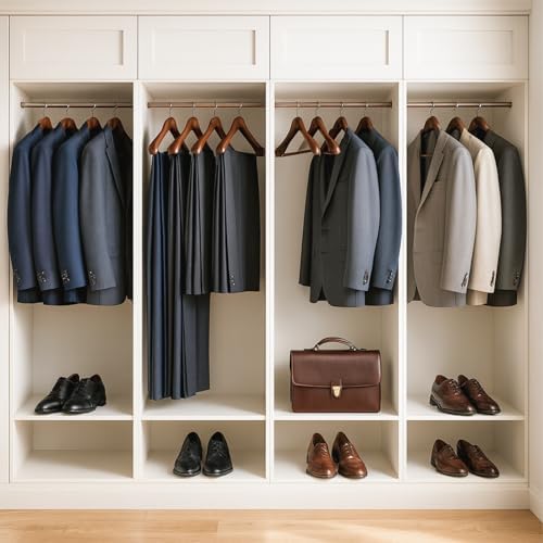 Wide Shoulder Wooden Hangers 6 Pack, Premium Wood Suit Hangers for Coats,Suits, Jackets & Pants