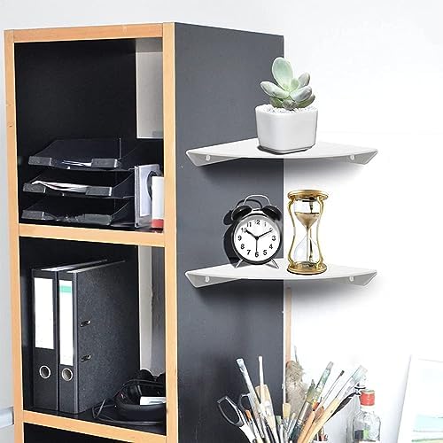 Corner Shelf, Set of 2 Wall Mount Corner Shelf Organizer Acrylic Wall Storage Display Shelves for Living Room Bedroom Ba