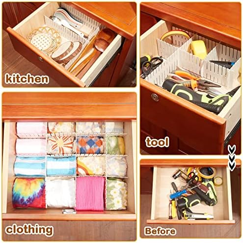 Vesici 80 Pcs Drawer Dividers Adjustable Plastic Organizers Dresser, White