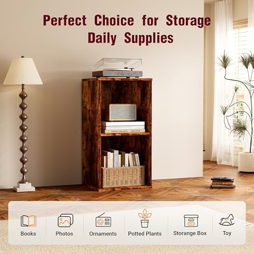 Book Shelf, Wooden Cube Storage Organizer with 11" Open Cubes, Stackable Bookcase for Room Divider Storage, Bookshelf fo