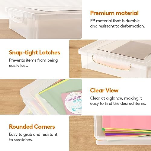 Lifewit 5 Qt Clear Storage Bins with Lids, 4 Pcs