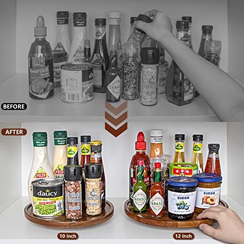 ANBOXIT Lazy Susan Organizer for Table, 10 Inch Wooden Lazy Susan Turntable
