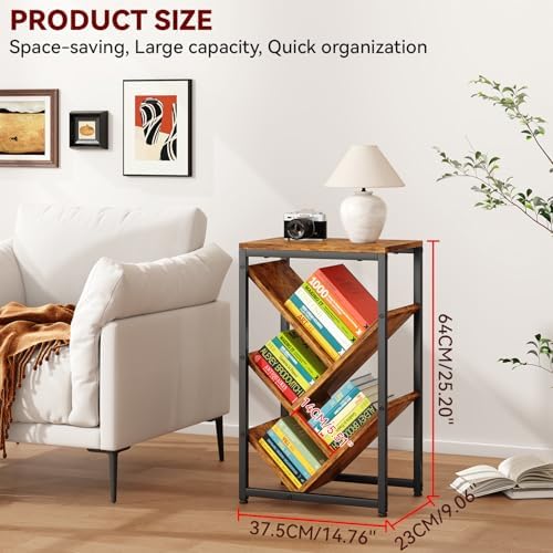 IBUYKE 5 Tier Tree Bookshelf,Small Desktop Bookshelf,Brown TBC003H