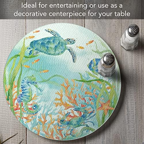 CounterArt Sea Life Serenade Tempered Glass Lazy Susan Turntable