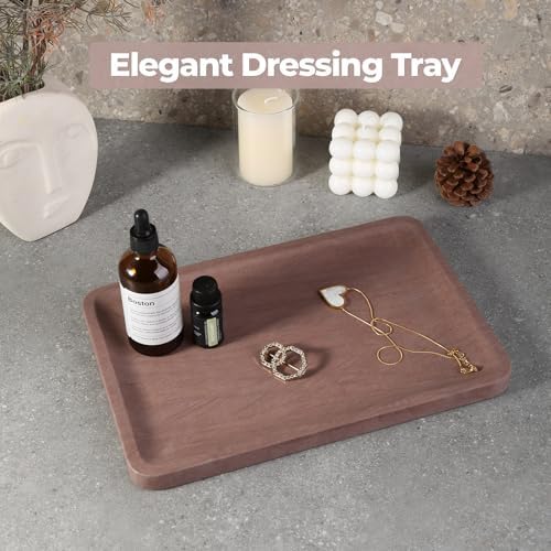 Karibiber Marble Vanity Tray, 11.8in Sandstone Bathroom Kitchen Tray for Countertop, Decorative Dresser Organizer, Perfu