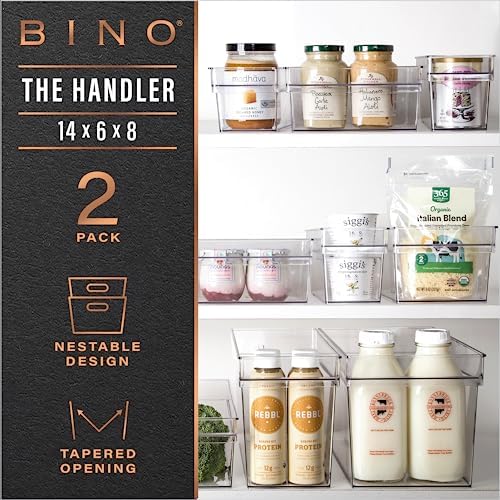 BINO | Plastic Storage Bins, Medium - Deep | THE HANDLER COLLECTION | Multipurpose Organizer Bins | Kitchen Pantry Organ