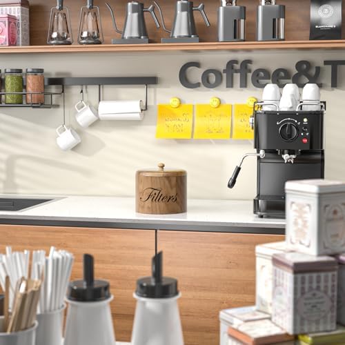Coffee Filter Holder, Wooden Coffee Filter Storage with Lid, RoundCoffeeFilterContainer for Counter, Rustic Bar Accessor