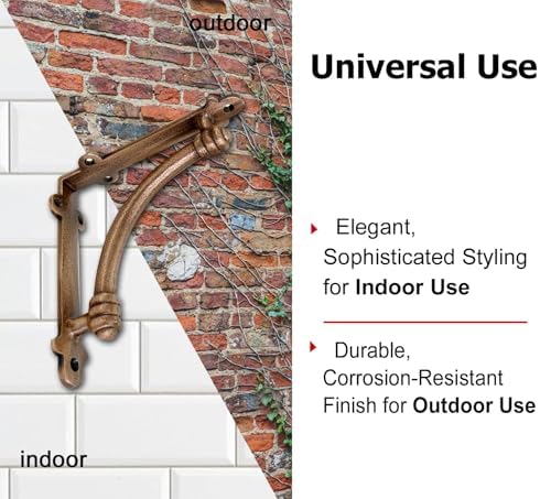 NACH Decorative Shelf Brackets, 4 Pack of 5.5 x 1.2 x 5.5 inch Copper Cast Iron Shelf Brackets - Decorative Brackets for
