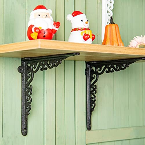 Sungmor Cast Iron Shelf Brackets - 90° Right Angle 2PC Black & 7.3 Inch