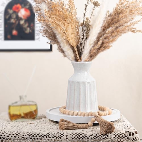 Wood Lazy Susan Turntable Kitchen Decor Round Table Tray, 10" White