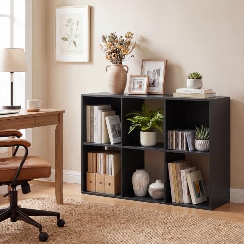 DUMOS 6-Cube Storage Organizer, Open Bookshelf 3 Removable Panels