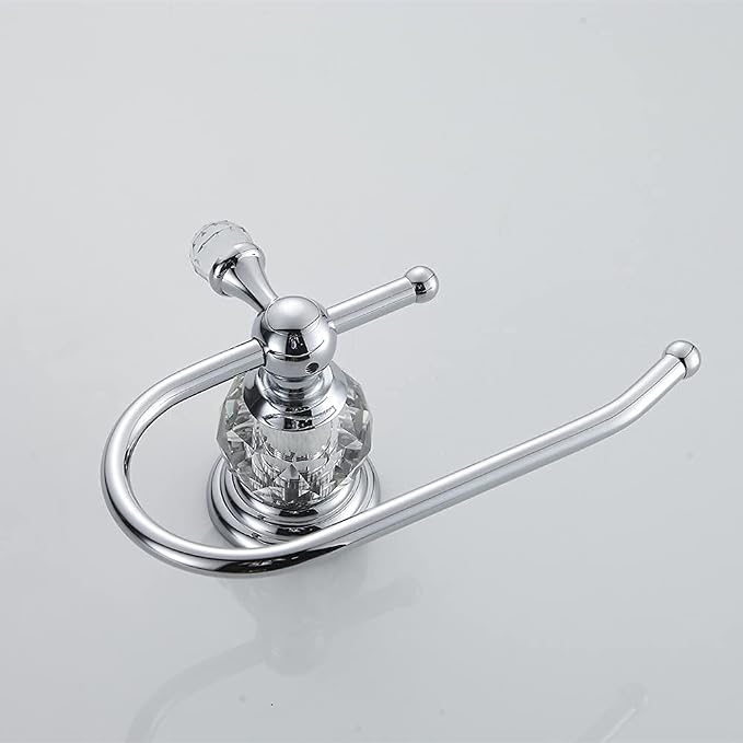 WOLIBEER Crystal Toilet Paper Holder, Polished Chrome Tissue Paper Holder Silver Bathroom Toilet Roll Hanger Wall Mounted Brass