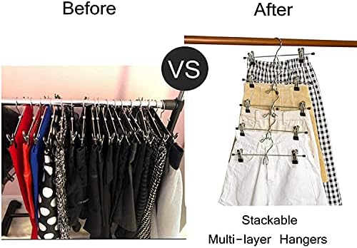 Amber Home 26 Pack Heavy Duty Add on Metal Pants Skirt Hangers with Clips