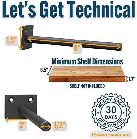 EVALD 6 Inch Floating Shelf Brackets with Screws & Anchors, Hidden Shelf Brackets for Floating Shelves, Floating Shelf M