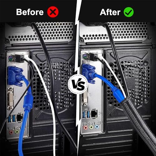 3/4 Inch 8ft Cable Management Loom Sleeve Cord Protector Wire Wrap Cover