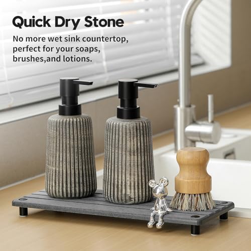 Razborci Instant Dry Sink Caddy Kitchen Sink Organizer, Quick Drying Stone Tray Diatomite Sponge Holder Soap Dish, Bathr
