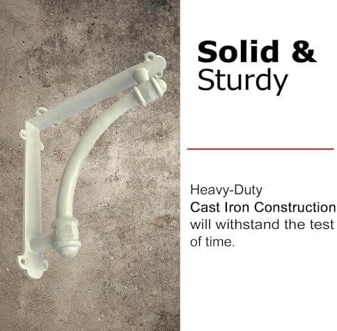 NACH Decorative Shelf Brackets, 2 Pack of 9.6 x 1.7 x 9.6 inch White Cast Iron Shelf Brackets - Decorative Brackets Whit