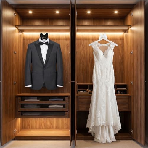 2 Pcs Bride Hanger and Groom Hangers Set, Wooden Wedding Dress Hanger,Wedding Accessories for Bride and Groom Gifts, Wedding Hangers with Letter and Bow Tie for Bridal Party Shower