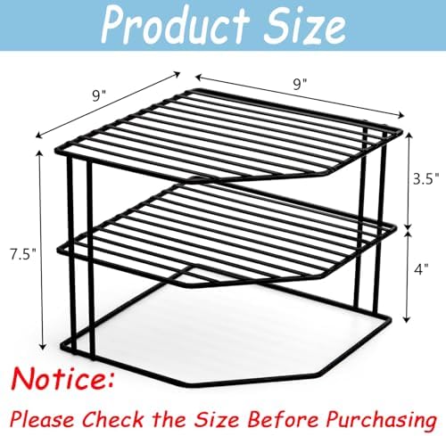 Frcctre 3-Tier Kitchen Corner Shelf Rack Counter and Cabinet Organizer, 9x9x7.5 Inch Metal Wire Kitchen Counter Pantry C